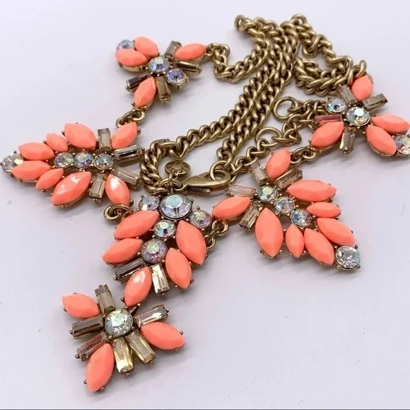 J. Crew Orange Jeweled Gold Necklace - Picture 2 of 3